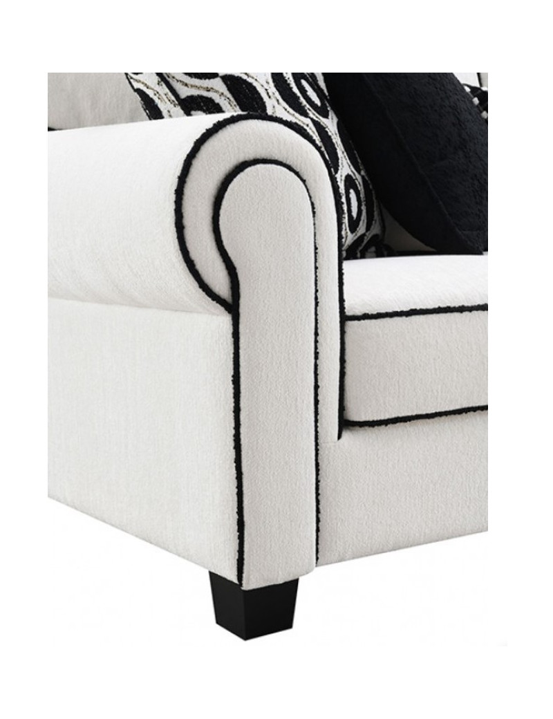 FM61007 Transitional Style Sofa & Loveseat White/Black chenille Viviani Collection By Furniture of America