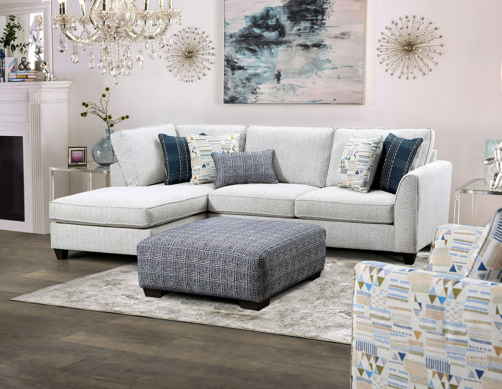 SM5402 Contemporary Style Sectional Satin Cream Fabric Chepstow Collection By Furniture of America