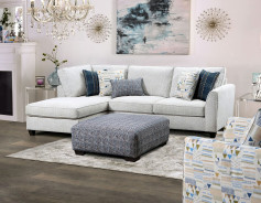 SM5402 Contemporary Style Sectional Satin Cream Fabric Chepstow Collection By Furniture of America
