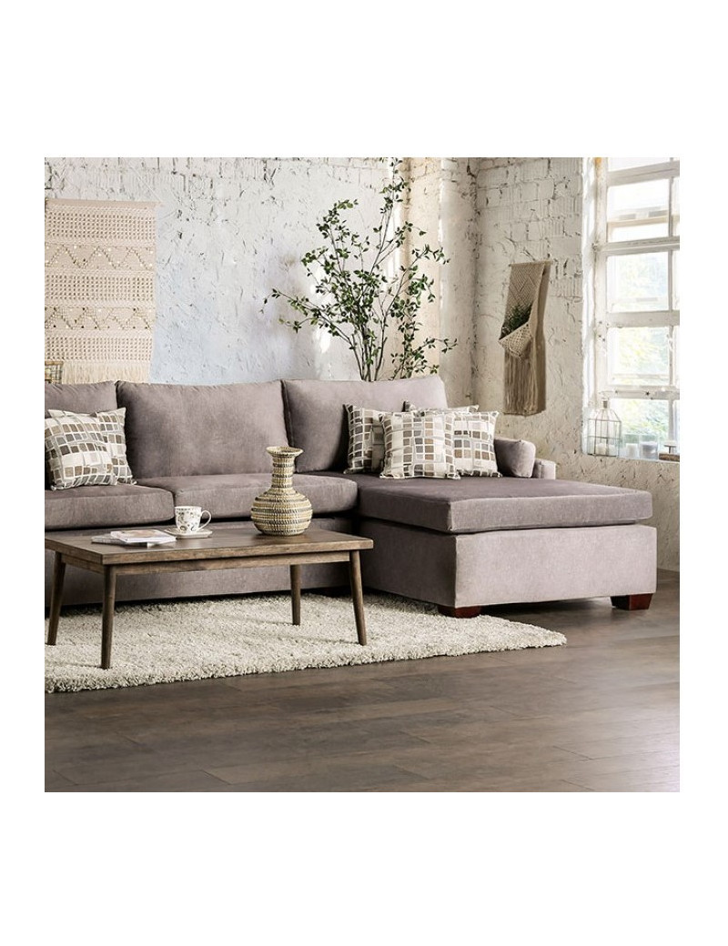 SM7775 Contemporary Style 2PC Sectional Light Gray Fabric Cramlington Collection By Furniture of America