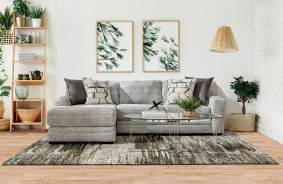SM5192 Contemporary Style 2PC Sectional Gray Chenille Waltham Collection By Furniture of America