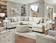 SM8188 Transitional Style Sectional Ivory Chenille Pocklington Collection By Furniture of America