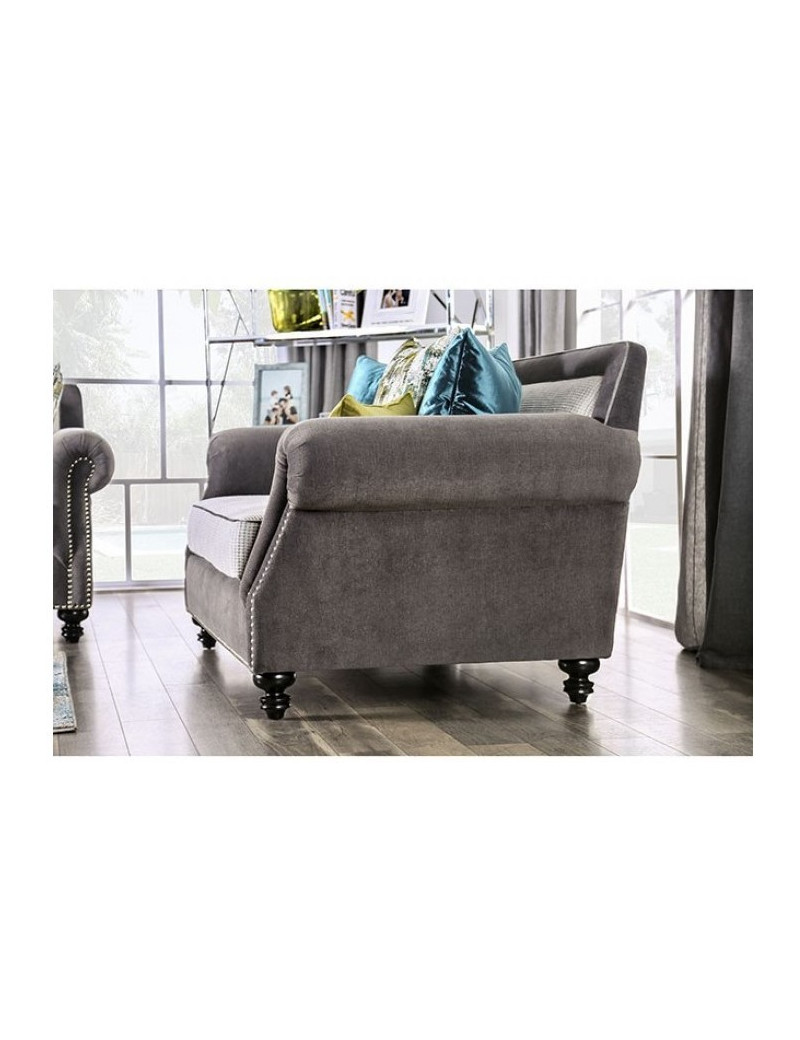 SM2286 Transitional Style Sofa & Loveseat Gray Microfiber Mariella Collection By Furniture of America