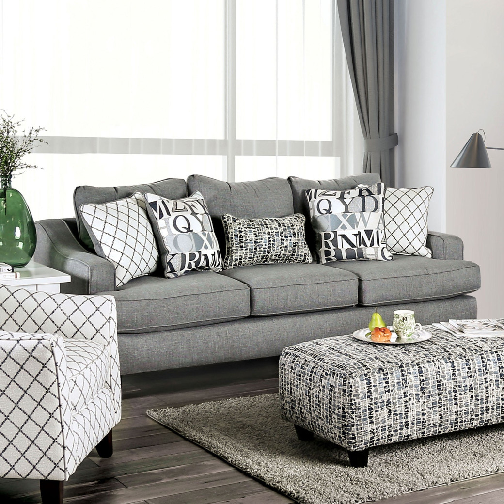 SM8330 Transitional Style Sofa & Loveseat Bluish Gray Fabric Verne Collection By Furniture of America