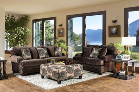 SM5142BR Transitional Style Sofa & Loveseat Brown Bonaventura Collection By Furniture of America