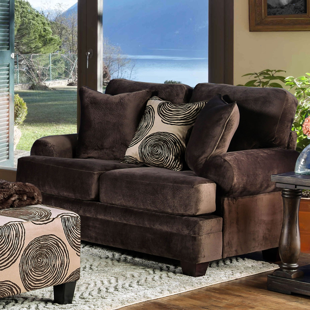 SM5142BR Transitional Style Sofa & Loveseat Brown Bonaventura Collection By Furniture of America