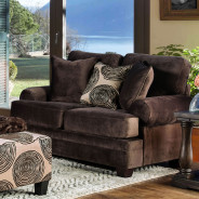 SM5142BR Transitional Style Sofa & Loveseat Brown Bonaventura Collection By Furniture of America