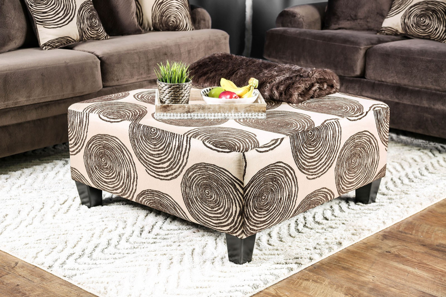 SM5142BR Transitional Style Sofa & Loveseat Brown Bonaventura Collection By Furniture of America