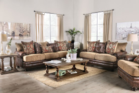 SM5148  Transitional Style Sofa & Loveseat Brown Chenille Fletcher Collection By Furniture of America