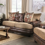SM5148  Transitional Style Sofa & Loveseat Brown Chenille Fletcher Collection By Furniture of America