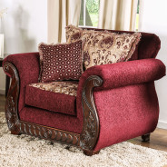 SM6110 Traditional Style 2PC Sofa & Loveseat Cherry / Burdundy Fabric Tabitha Collection by Furniture of America