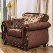 SM6109 Traditional Style 2PC Sofa & Loveseat Cherry / Brown Fabric Tabitha Collection by Furniture of America