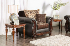 SM6106 Traditional Style 2PC Sofa & Loveseat Cherry / Brown Fabric Tabitha Collection by Furniture of America