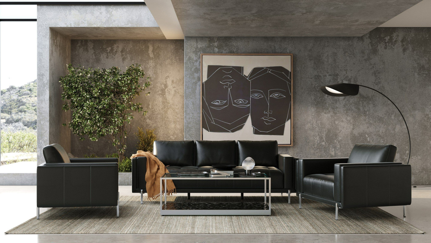 82812 Divani Casa Schmidt - Modern Black Leather Sofa + 2 Chairs by VIG Furniture