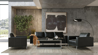 82812 Divani Casa Schmidt - Modern Black Leather Sofa + 2 Chairs by VIG Furniture