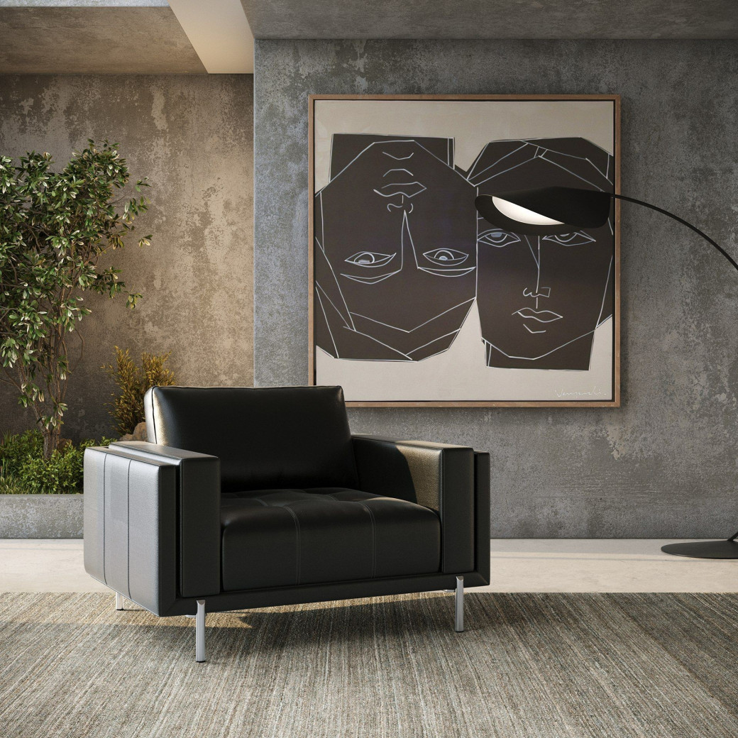 82812 Divani Casa Schmidt - Modern Black Leather Sofa + 2 Chairs by VIG Furniture