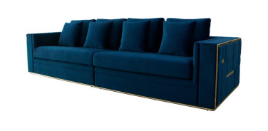 77953 Divani Casa Mobray - Glam Blue & Gold Fabric Sofa By VIG Furniture