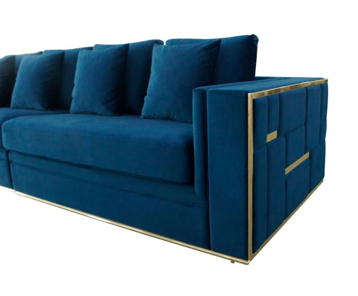77953 Divani Casa Mobray - Glam Blue & Gold Fabric Sofa By VIG Furniture