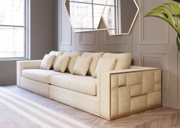 77284A Divani Casa Mobray - Glam Beige and Gold Fabric Sofa By VIG Furniture