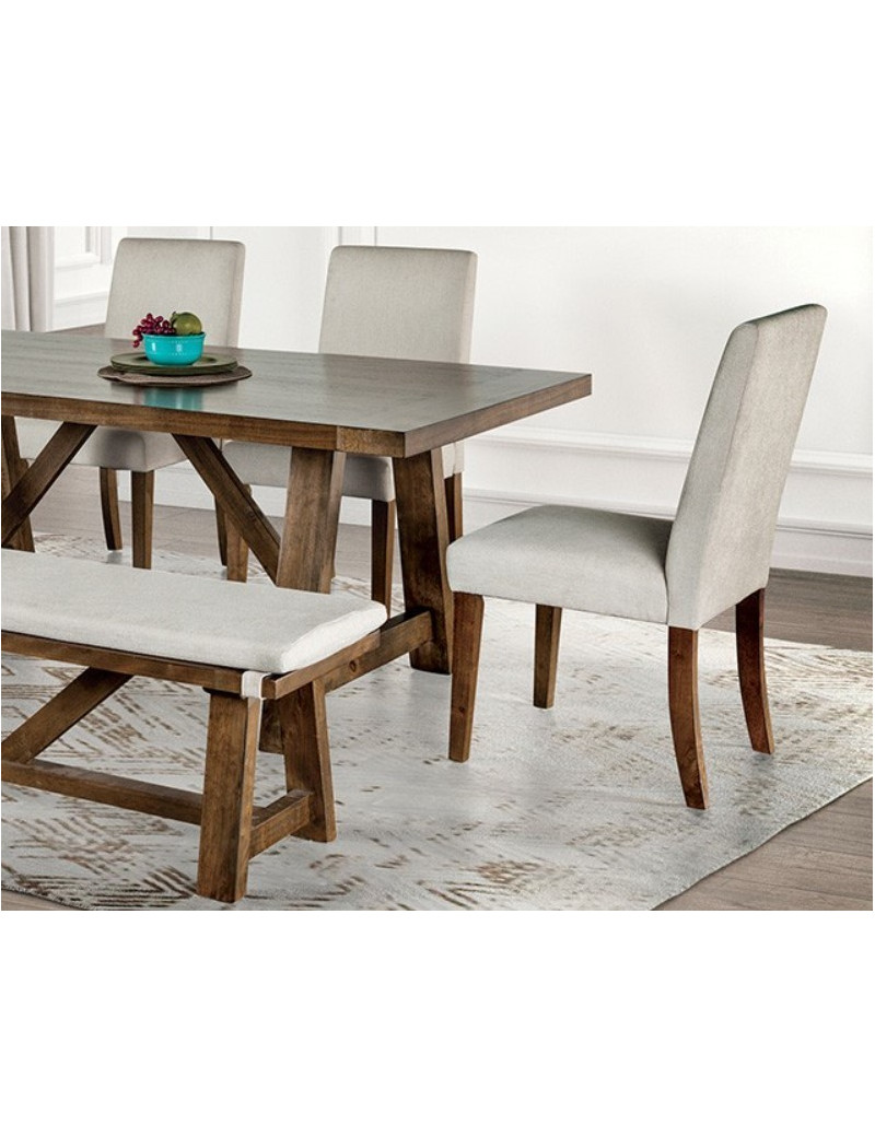 FM3422BR-T 6PC Dining set Rustic Brown Finish Losone Collection By Furniture of America