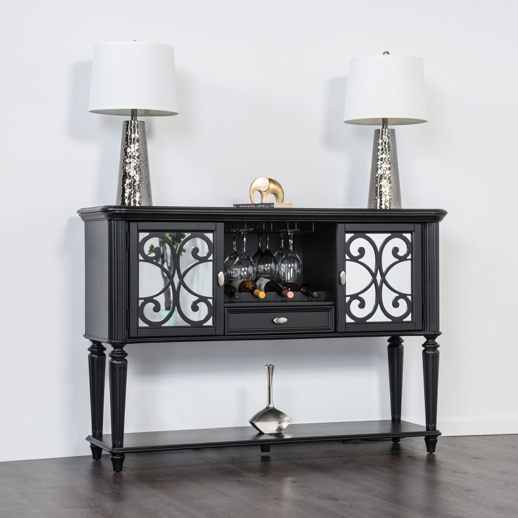 FM3416BK 7PC Dining Set Contemporary Style Black Finish Hannoria Collection By Furniture of America