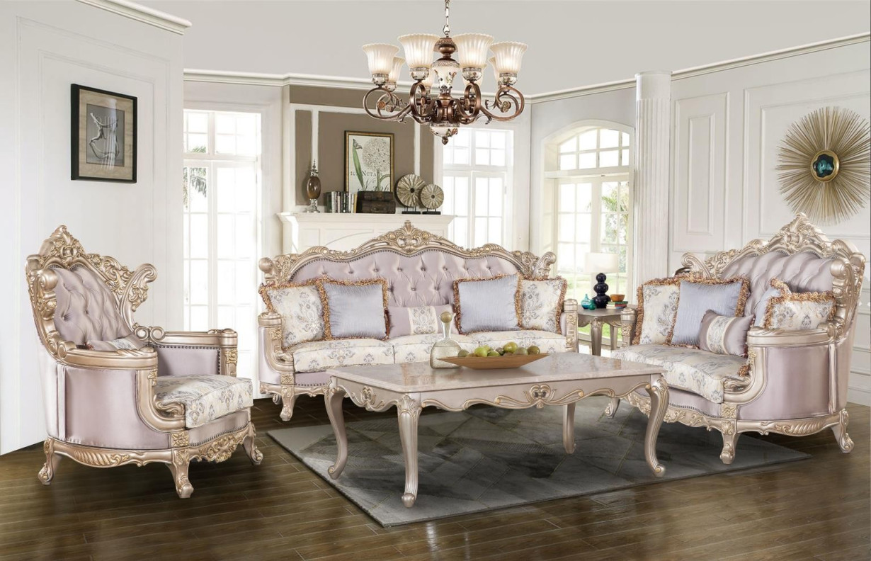 Camilla Silver Collection Traditional Style Sofa & Loveseat by Cosmos Furniture