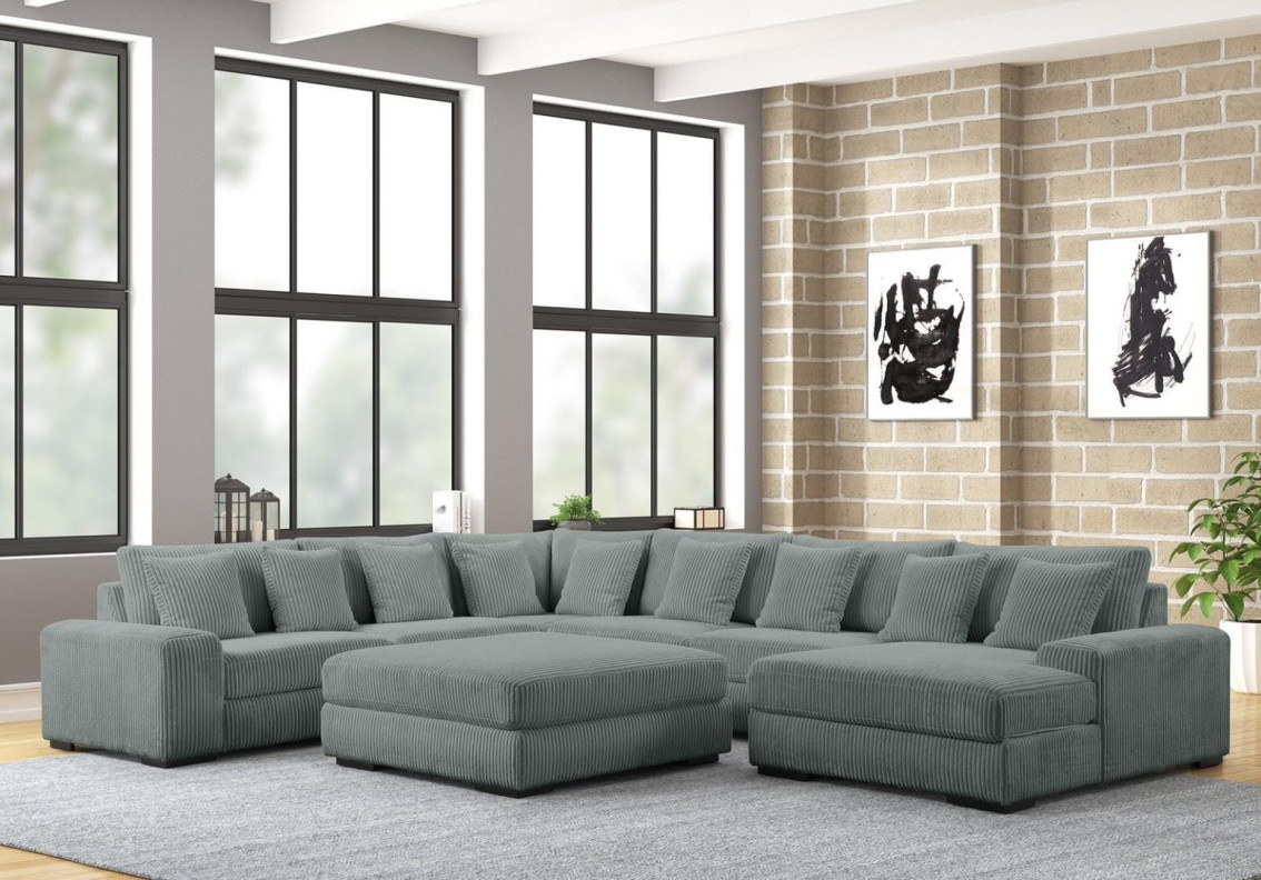 Bella Gray 6PC Sectional Modern Style By Cosmos Furniture