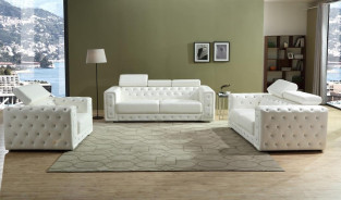Charlise White Fabric Modern Style Sofa & Loveseat by Cosmos Furniture