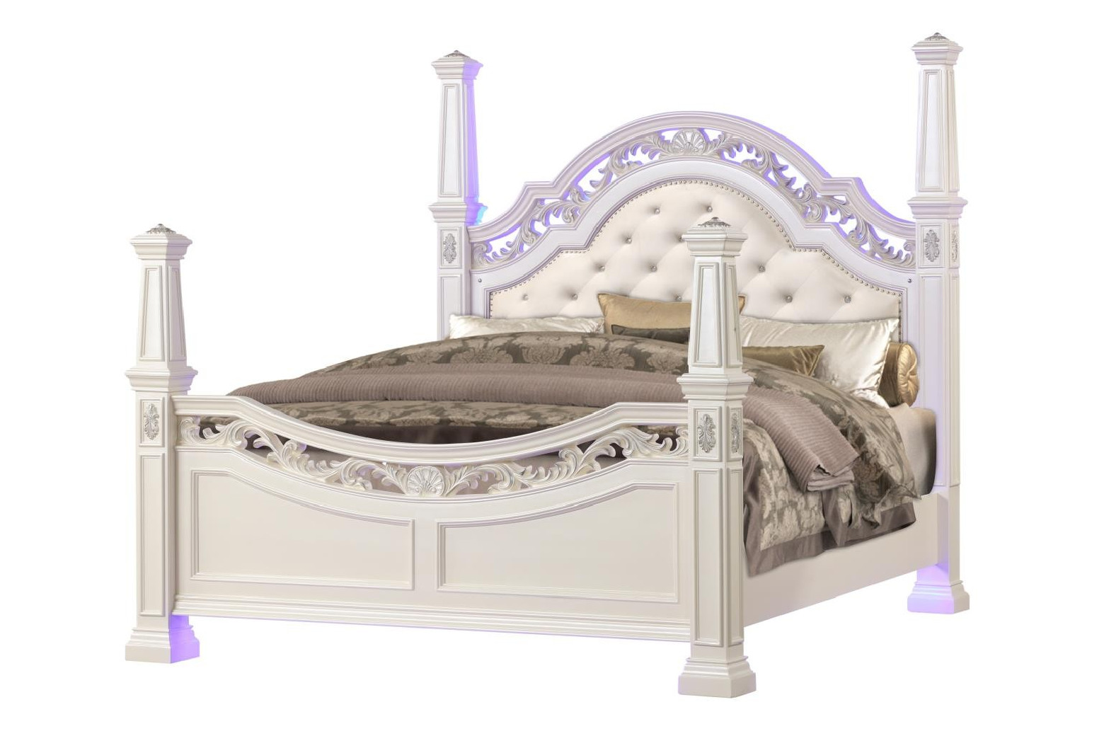 Valentina White Queen Bed Traditional Style Collection By Cosmos Furniture