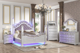 Valentina Silver Queen Bed Traditional Style Collection By Cosmos Furniture