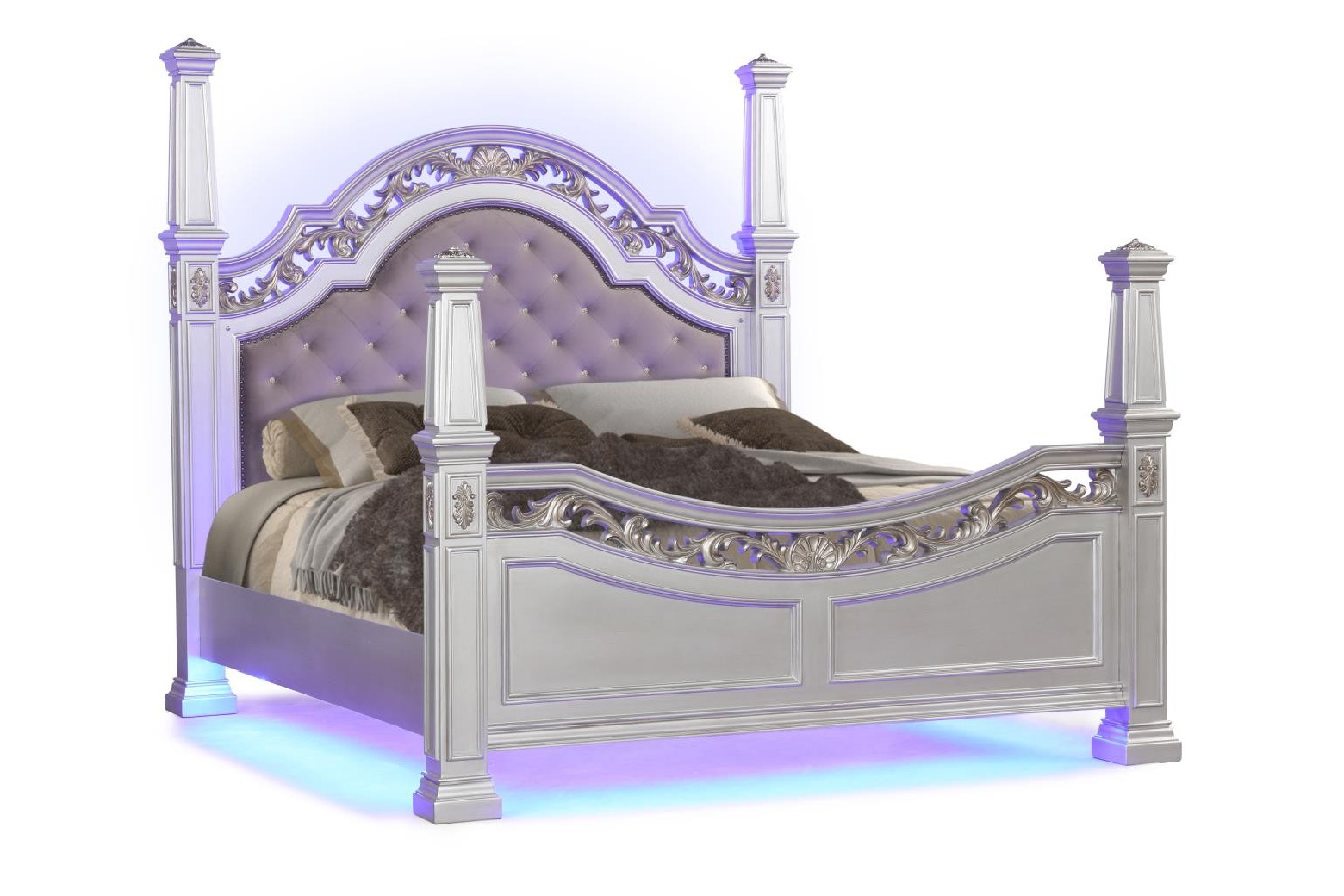 Valentina Silver Queen Bed Traditional Style Collection By Cosmos Furniture