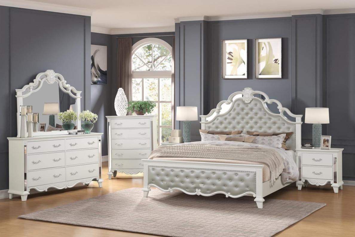 Sonia Pearl Queen Bed Contemporary Style Collection By Cosmos Furniture