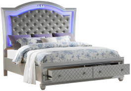 Shiney Silver Queen Bed Traditional Style Collection By Cosmos Furniture