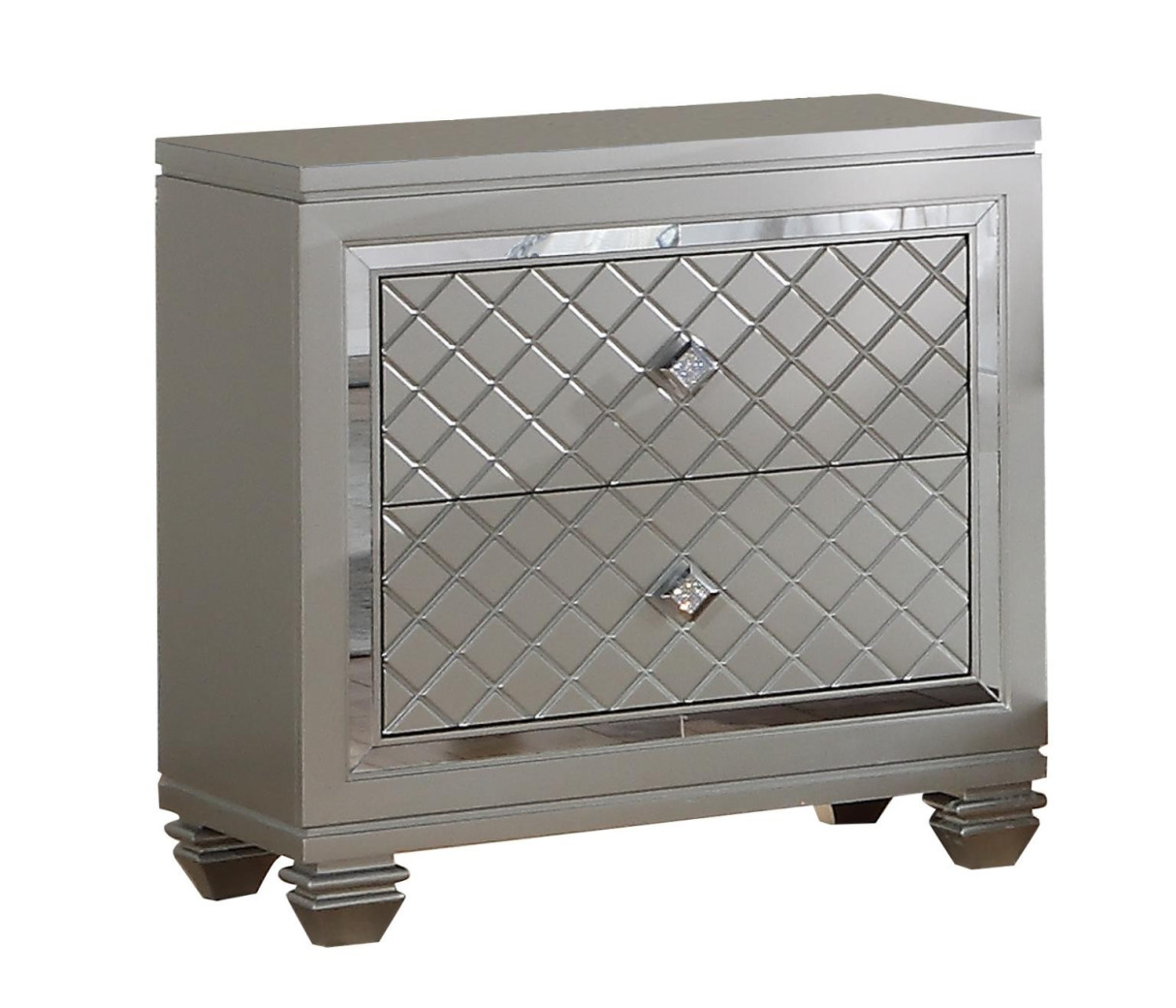 Shiney Silver Queen Bed Traditional Style Collection By Cosmos Furniture