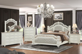 Marya White  Queen Bed Traditional Style Collection By Cosmos Furniture