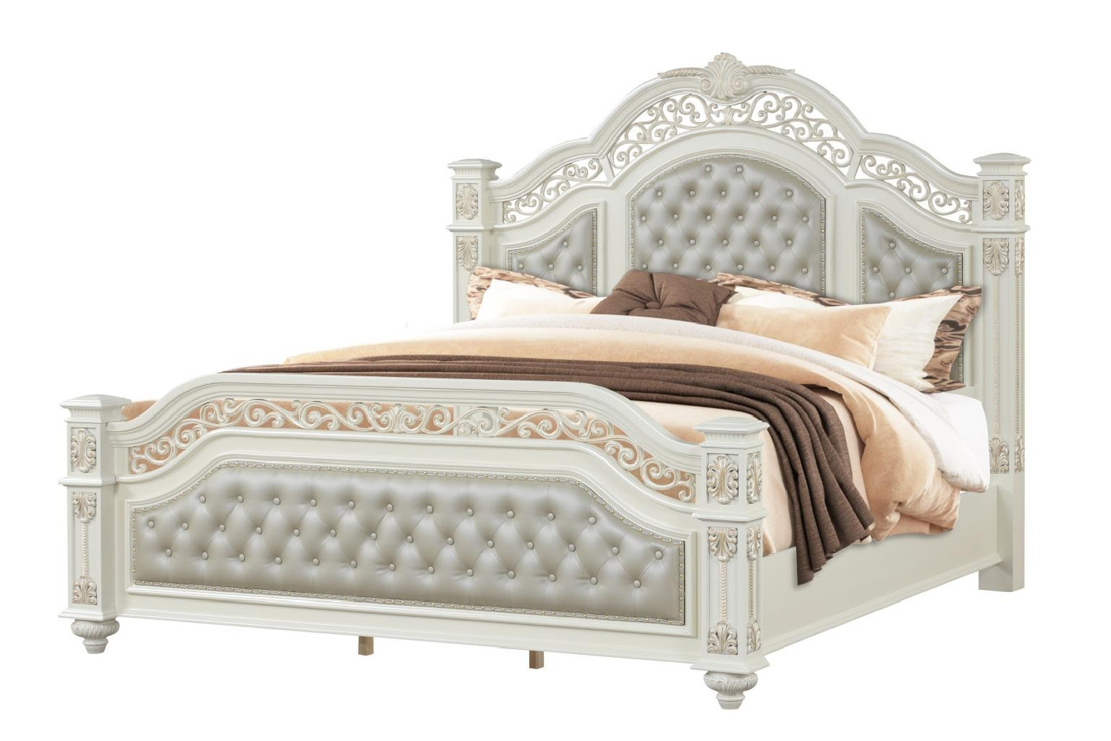 Marya White  Queen Bed Traditional Style Collection By Cosmos Furniture