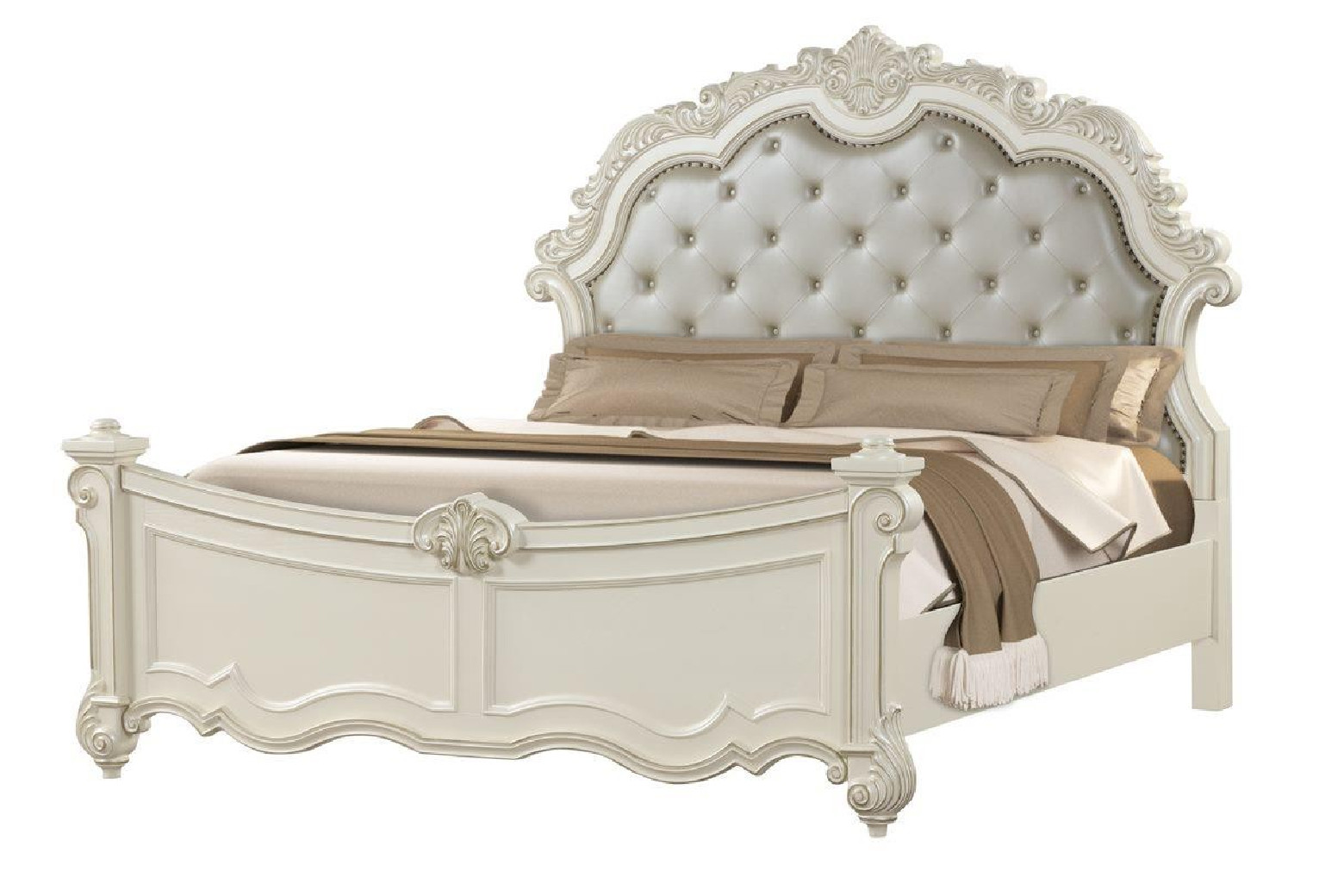 Melrose White Queen Bed Traditional Style Collection By Cosmos Furniture