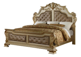 Miranda Gold Queen Bed Traditional Style Collection By Cosmos Furniture