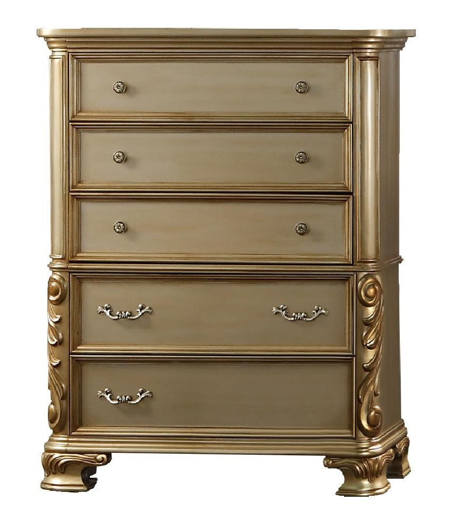 Miranda Gold Queen Bed Traditional Style Collection By Cosmos Furniture
