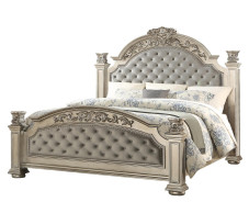 Platinum Silver Queen Bed Traditional Style Collection By Cosmos Furniture