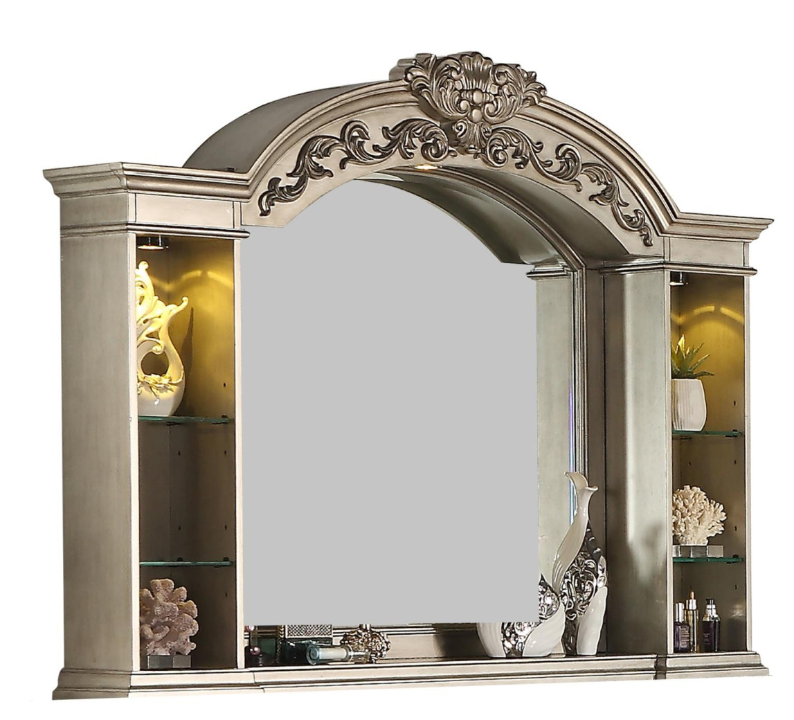 Platinum Silver Queen Bed Traditional Style Collection By Cosmos Furniture