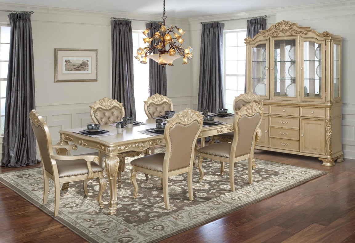 Miranda Gold Dining Set Traditional Collection By Cosmos Furniture