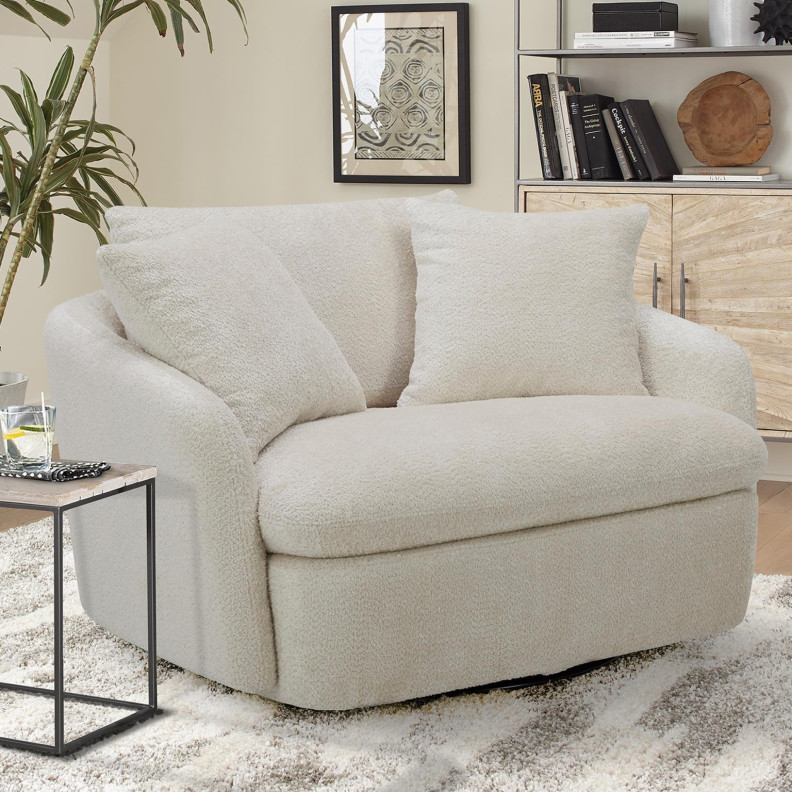 Boomer - Utopia Sand Large Swivel Chair w/ 2 toss plws by Parker House