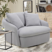 Boomer– Dame Dove Large Swivel Chair w/ 2 toss plws