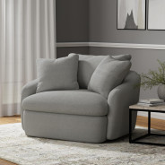 Boomer– Dame Dove Large Swivel Chair w/ 2 toss plws