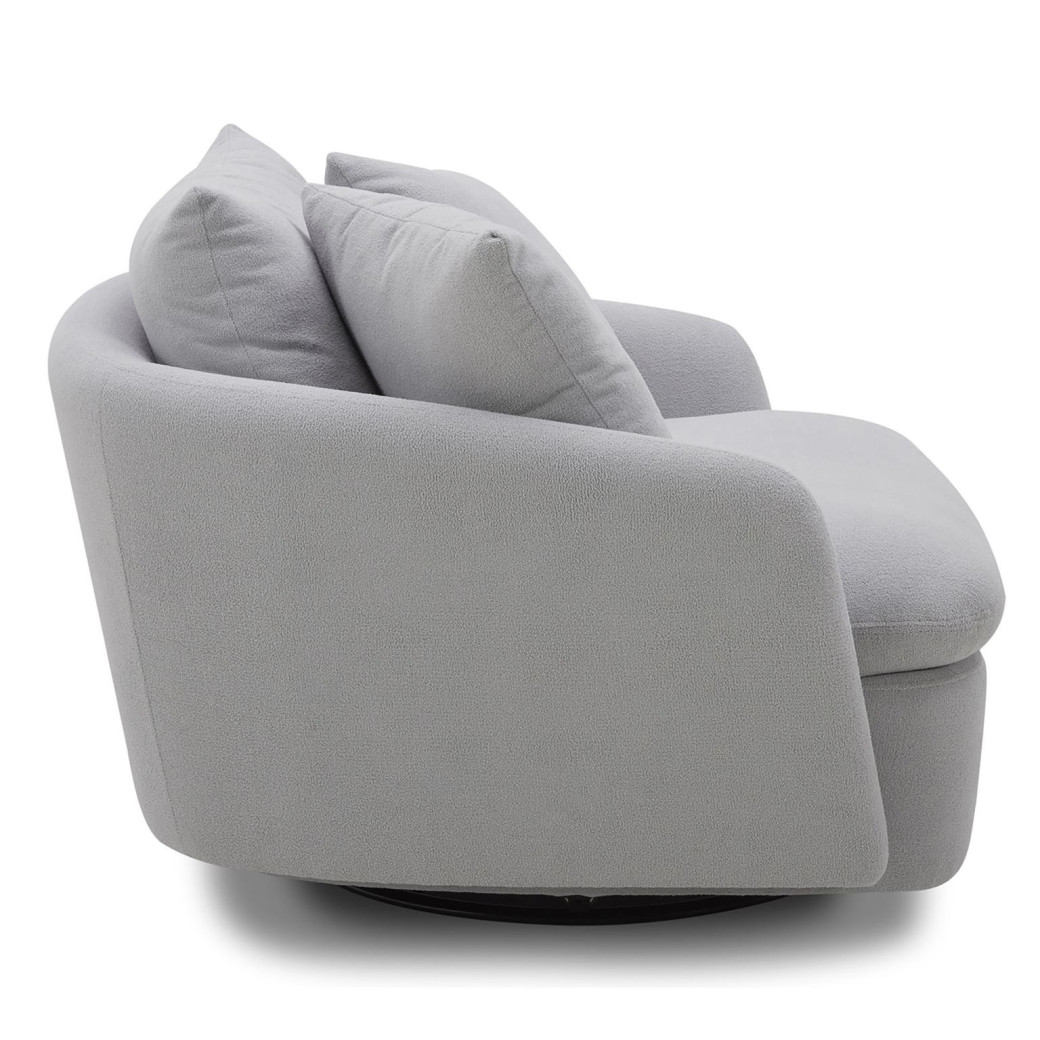 Boomer– Dame Dove Large Swivel Chair w/ 2 toss plws