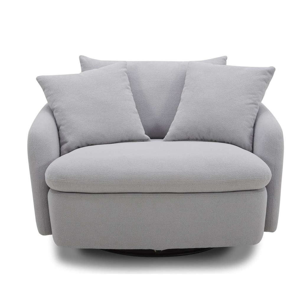 Boomer– Dame Dove Large Swivel Chair w/ 2 toss plws