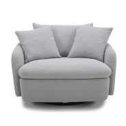Boomer– Dame Dove Large Swivel Chair w/ 2 toss plws