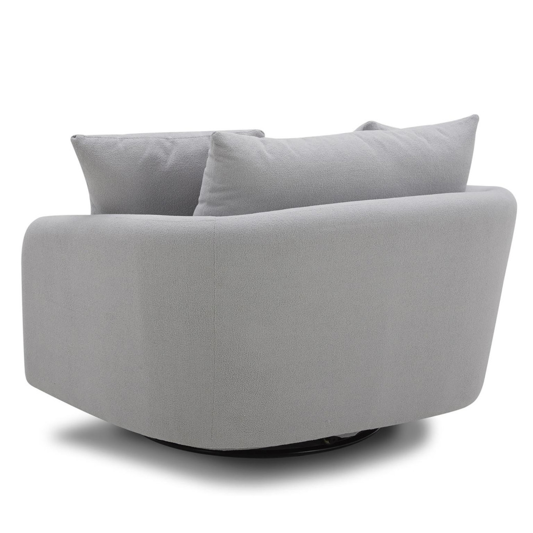 Boomer– Dame Dove Large Swivel Chair w/ 2 toss plws
