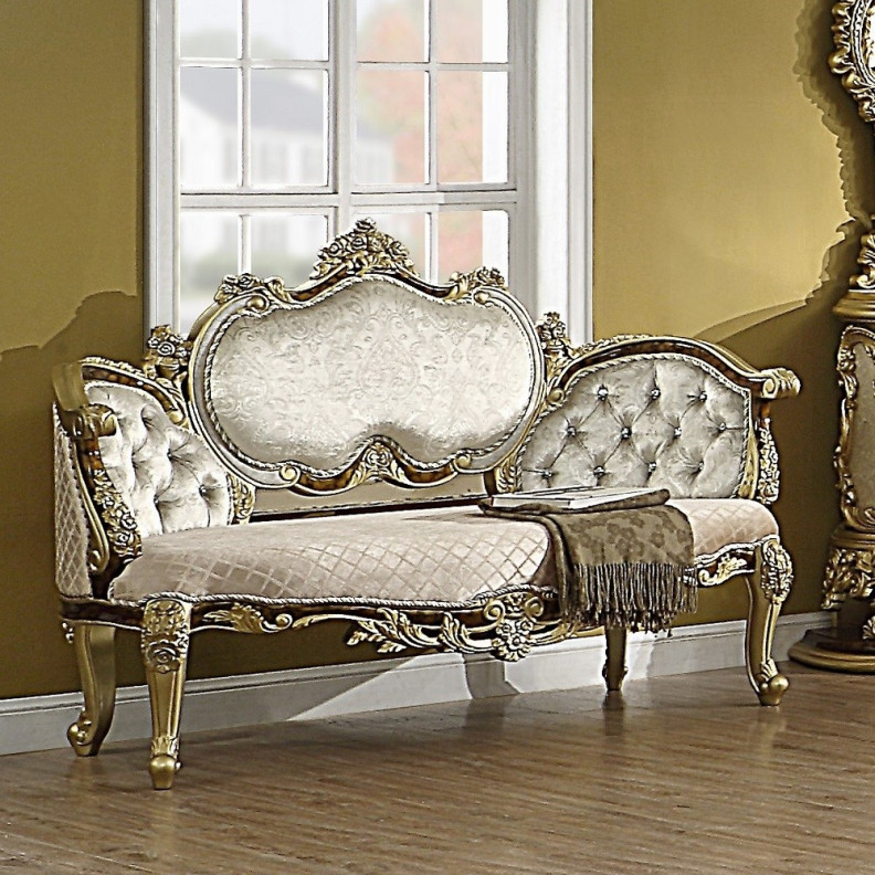 BD20007 Antique Gold & Brown Finish Bench Desiderius Collection By Acme Furniture
